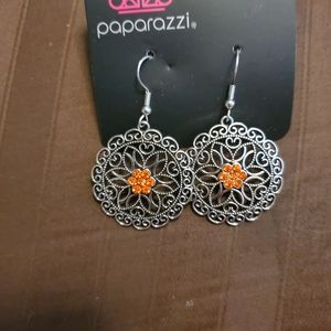 Silver and orange earrings